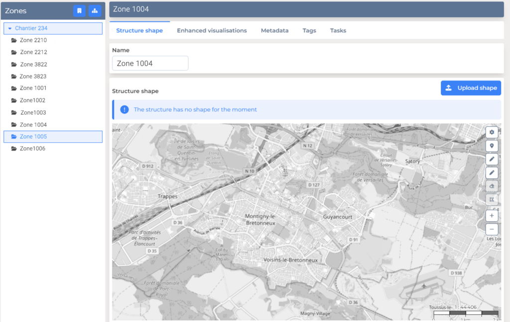 Capture d'écran de l'interface de gestion des projets