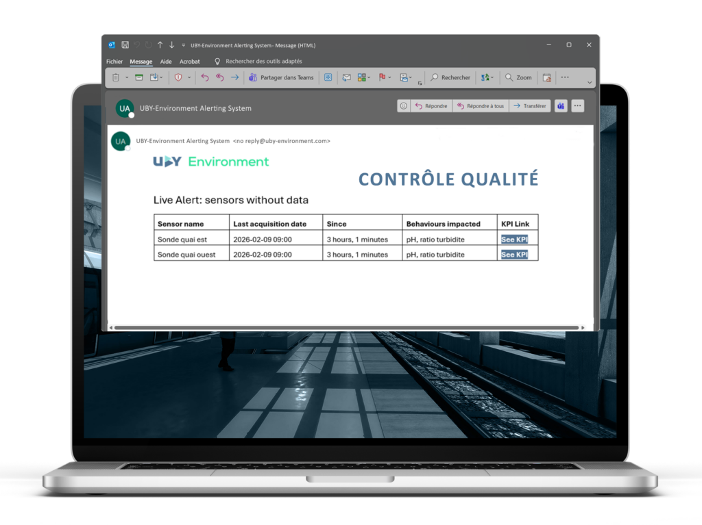 E-mail d'alerte contrôle qualité.
